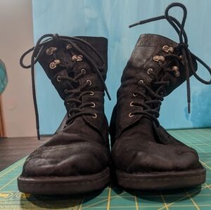 Born Black Leather Combat Boots